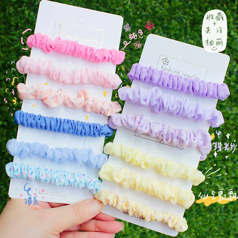 Korean Version Of Sweet High Elastic Small Intestine Hair Band Ball Hair Rope Rubber Band Girls Small Jewelry Head Rope Wholesale