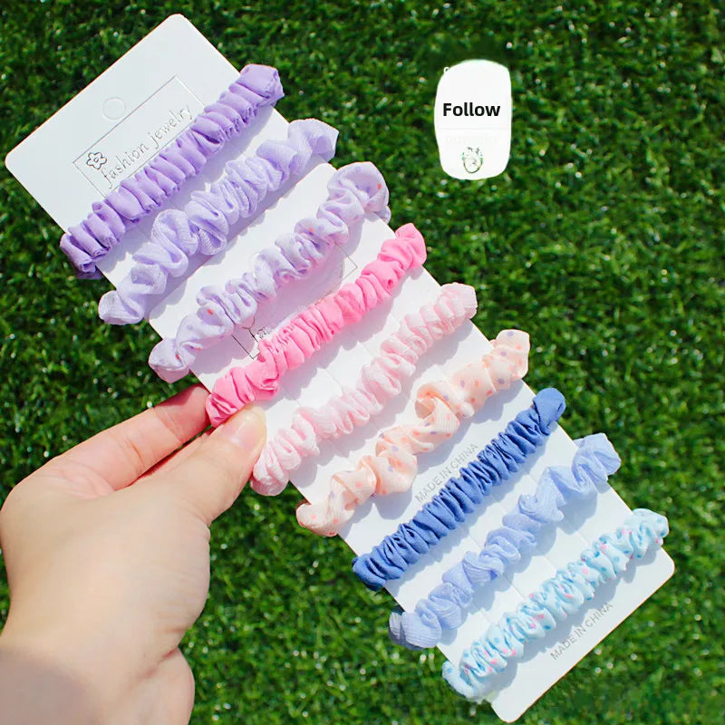 Korean Version Of Sweet High Elastic Small Intestine Hair Band Ball Hair Rope Rubber Band Girls Small Jewelry Head Rope Wholesale