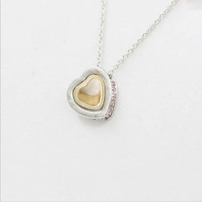 Korean Version Of The Double Heart Artificial Gem Double-layer Peach Heart Clavicle Crystal Necklace Nhdp150120