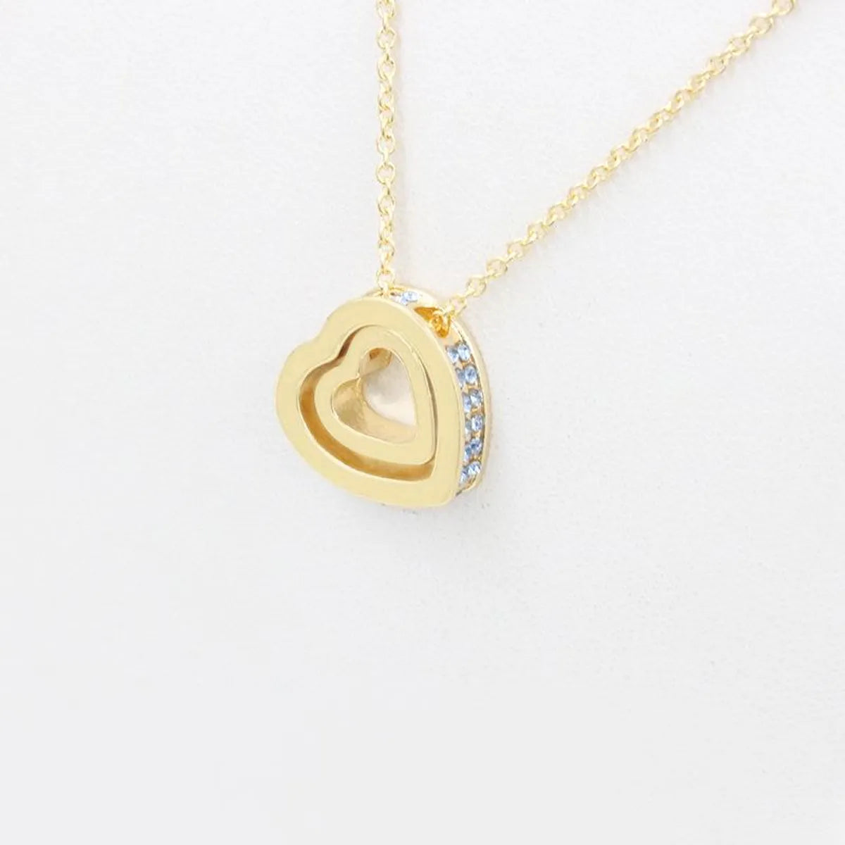 Korean Version Of The Double Heart Artificial Gem Double-layer Peach Heart Clavicle Crystal Necklace Nhdp150120