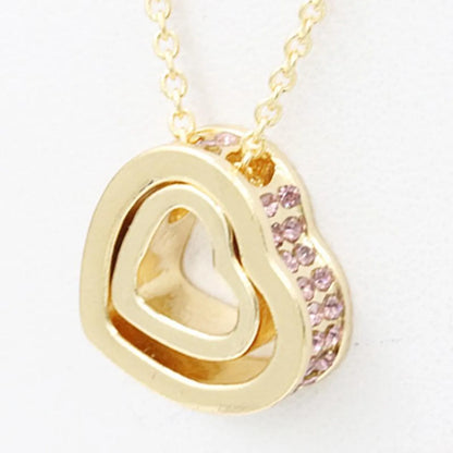 Korean Version Of The Double Heart Artificial Gem Double-layer Peach Heart Clavicle Crystal Necklace Nhdp150120