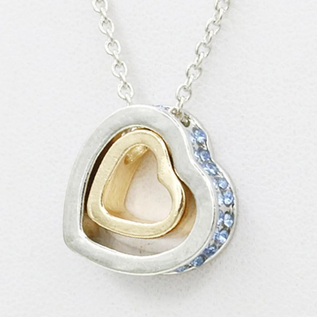 Korean Version Of The Double Heart Artificial Gem Double-layer Peach Heart Clavicle Crystal Necklace Nhdp150120