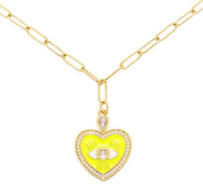 Korean Version Of The Oil Drop Love Necklace Micro-inlaid Zircon Peach Heart Eye Necklace