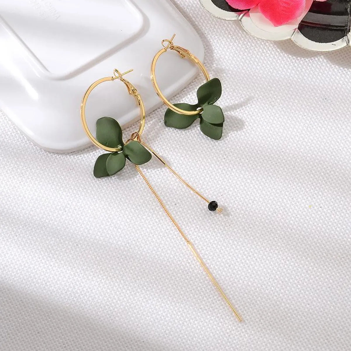 Korean Version Of The Popular Petal Asymmetric Circle Tassel Earrings Nhdp149377