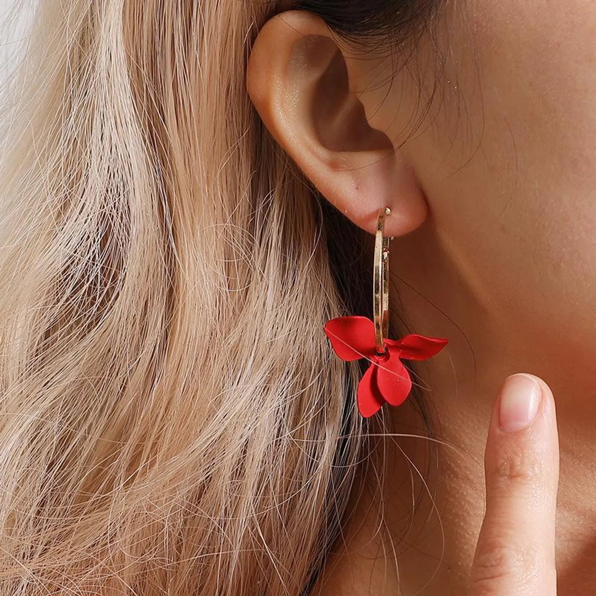 Korean Version Of The Popular Petal Asymmetric Circle Tassel Earrings Nhdp149377