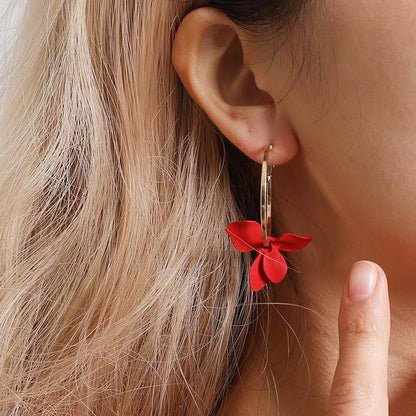 Korean Version Of The Popular Petal Asymmetric Circle Tassel Earrings Nhdp149377