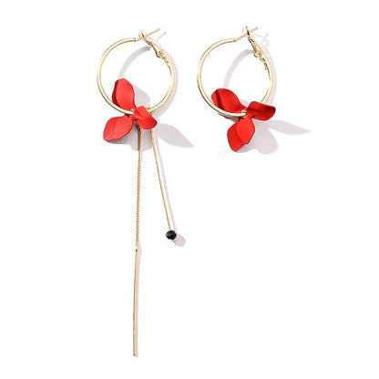 Korean Version Of The Popular Petal Asymmetric Circle Tassel Earrings Nhdp149377