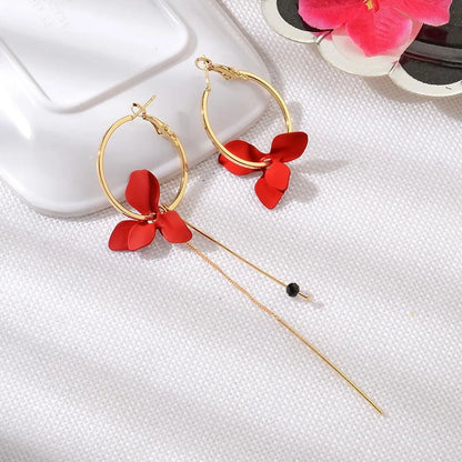 Korean Version Of The Popular Petal Asymmetric Circle Tassel Earrings Nhdp149377