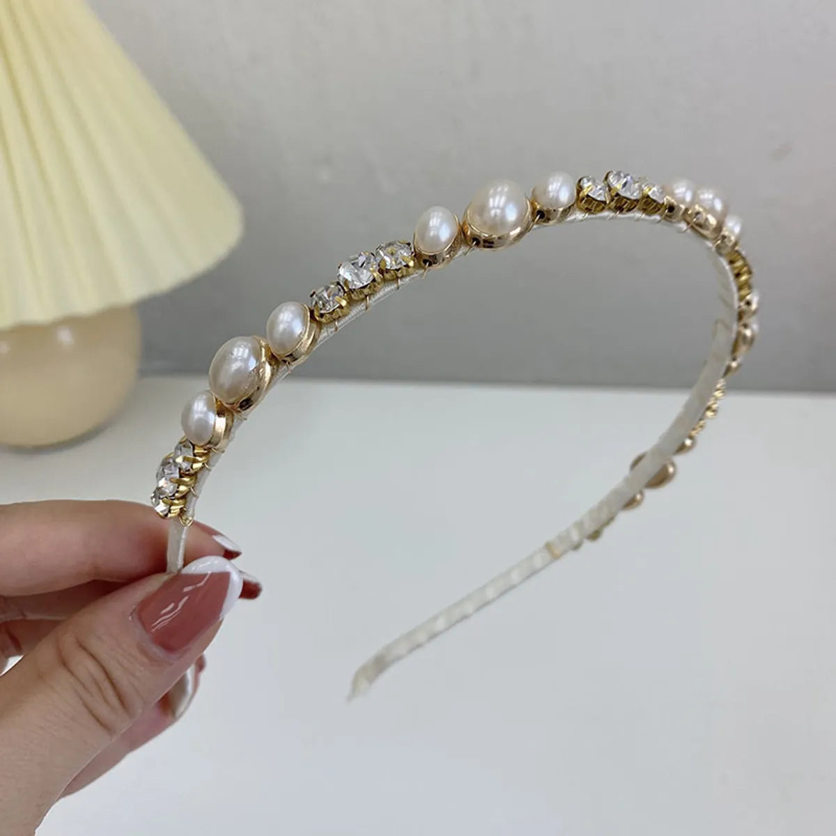 Korean Version Pearl Flower Full Diamond Headband