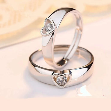 Korean Version Silver Plated Heart Copper Couple Ring