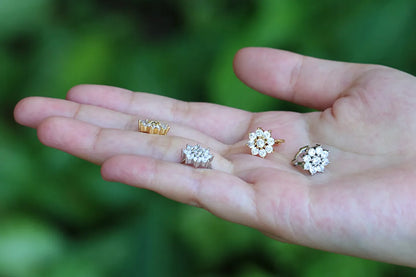 Korean Version Temperament Sunflower Zircon Earrings Geometric Round Flower Ear Bone Clip Fashion Simple Ear Buckle