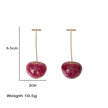 Korean Women'S Long Style Personalized Cherry Geometric Earrings