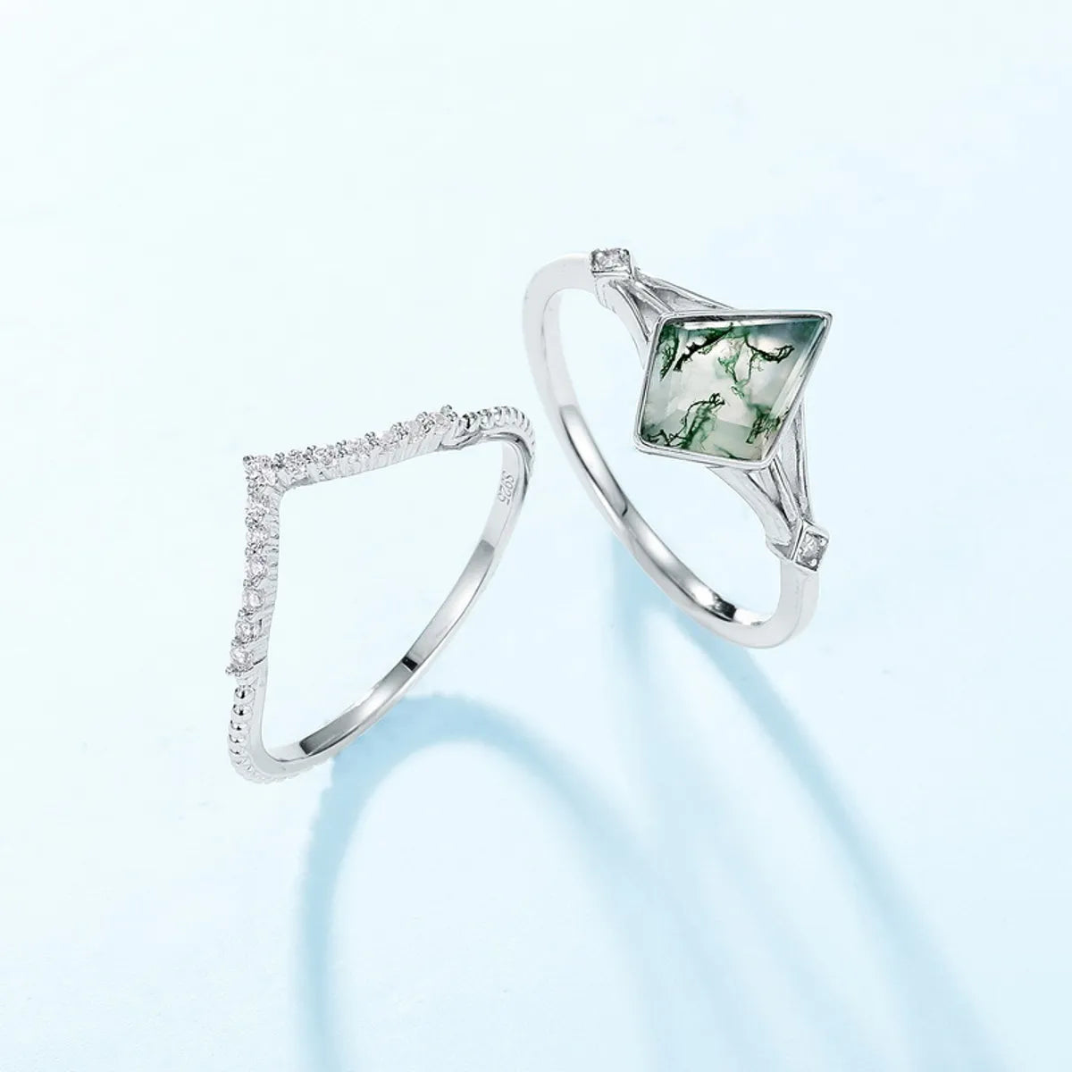 Lab-grown Gemstone Sterling Silver White Gold Plated Elegant Simple Style Geometric Zircon Rings