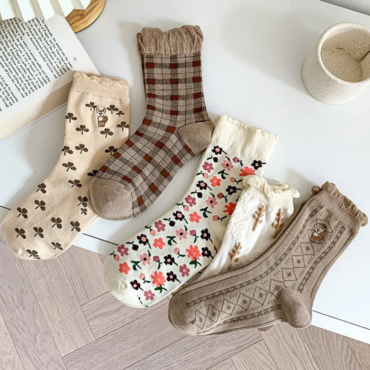 Lace Jk Socks Women'S Tube Socks Spring And Autumn Cute Retro Lolita Socks