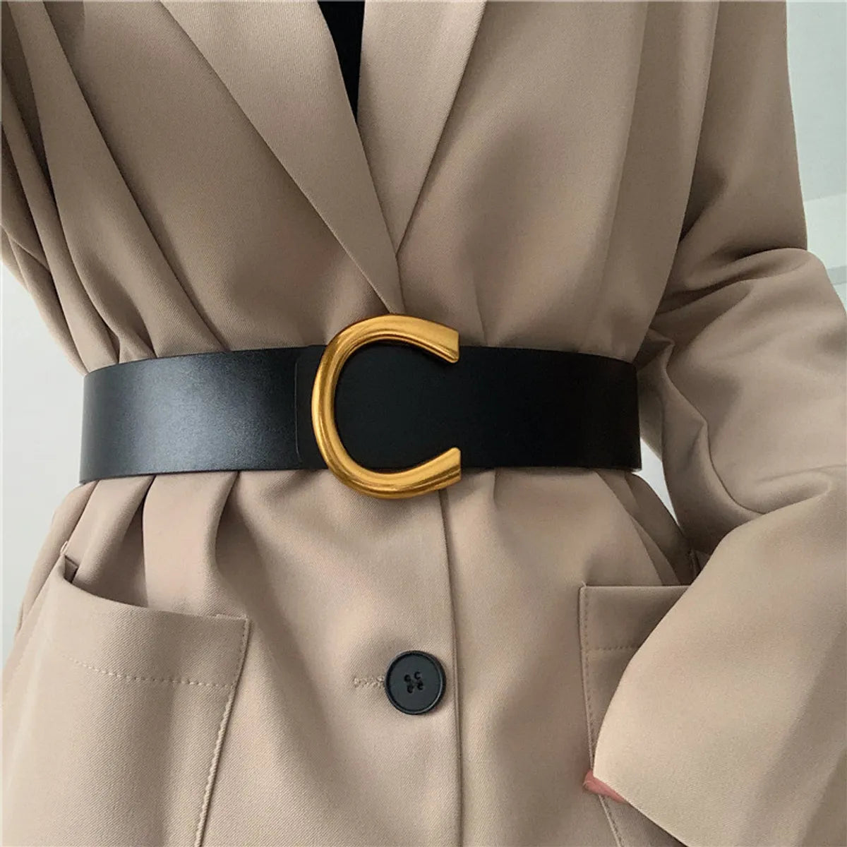 Ladies Simple Black Fashion Decorative Belt