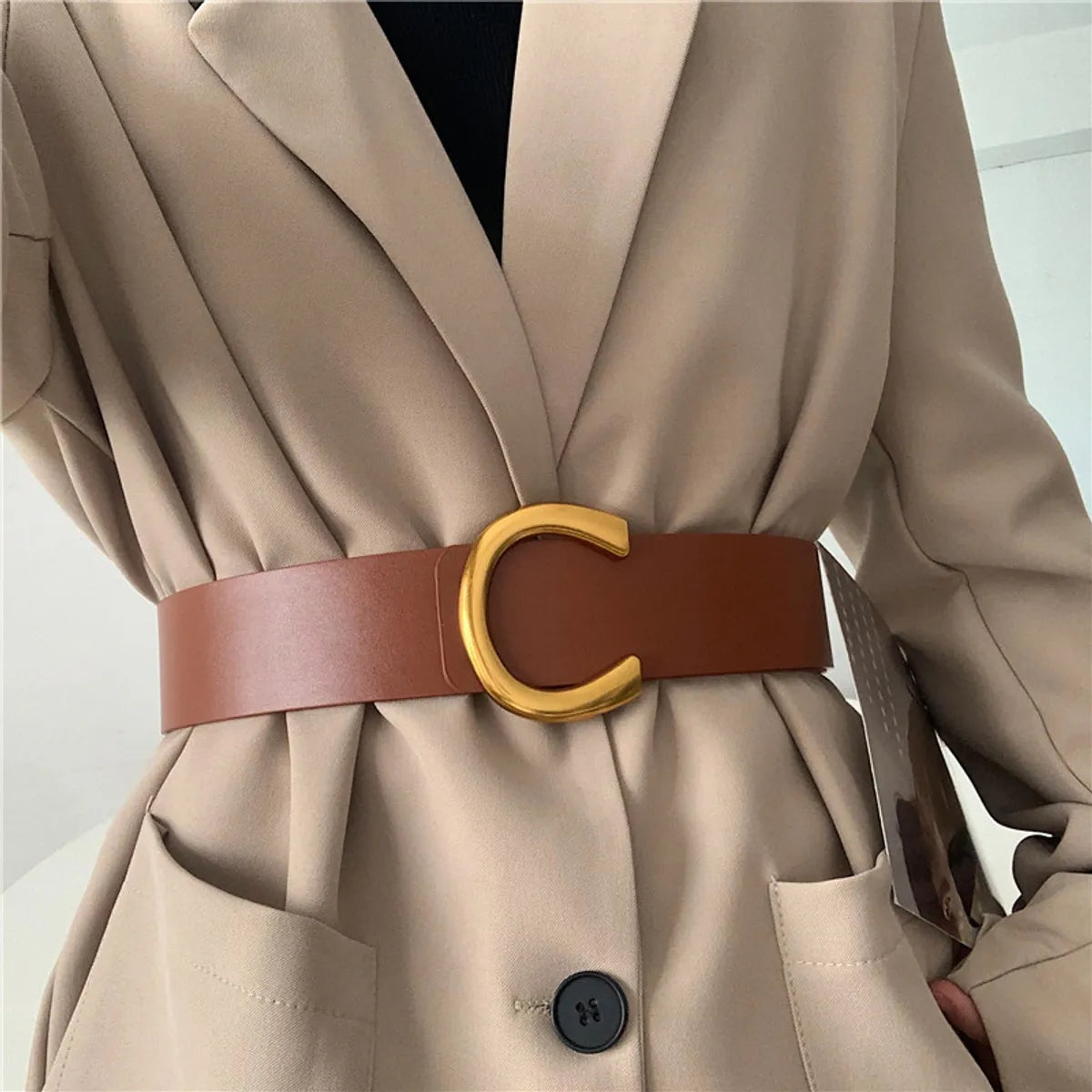 Ladies Simple Black Fashion Decorative Belt