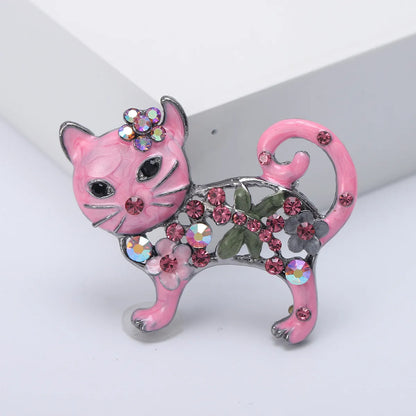 Lady Animal Alloy Enamel Plating Inlay Artificial Diamond Women'S Brooches