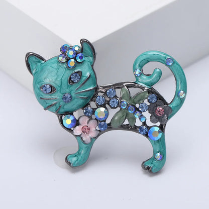 Lady Animal Alloy Enamel Plating Inlay Artificial Diamond Women'S Brooches