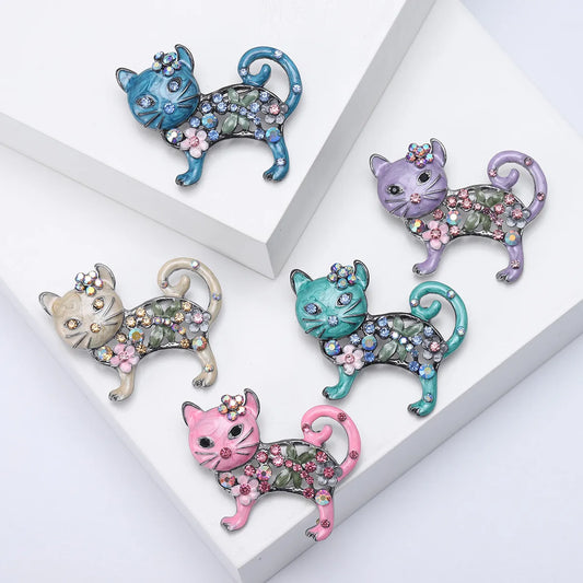 Lady Animal Alloy Enamel Plating Inlay Artificial Diamond Women'S Brooches