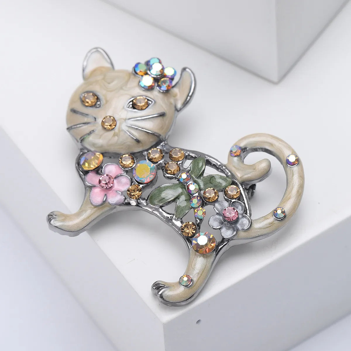 Lady Animal Alloy Enamel Plating Inlay Artificial Diamond Women'S Brooches