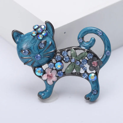 Lady Animal Alloy Enamel Plating Inlay Artificial Diamond Women'S Brooches