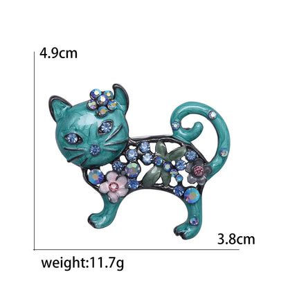 Lady Animal Alloy Enamel Plating Inlay Artificial Diamond Women'S Brooches