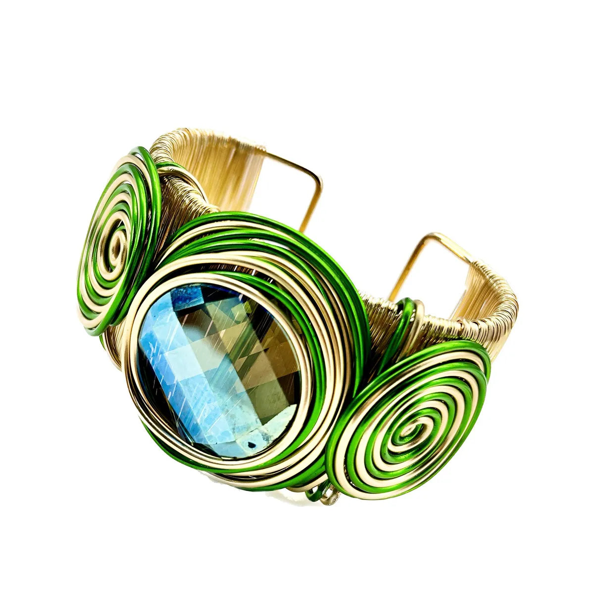 Lady Baroque Style Geometric Gem Alloy Glass Aluminum Wholesale Bangle