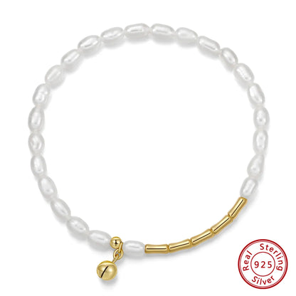 Lady Baroque Style Solid Color Freshwater Pearl Sterling Silver Plating 14k Gold Plated Bracelets