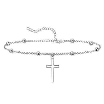 Lady Beach Streetwear Cross Heart Shape Stainless Steel Women'S Anklet