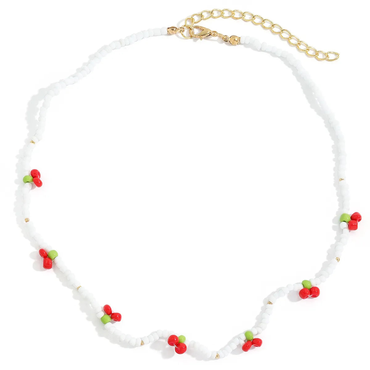 Lady Bohemian Cherry Flower Plastic Soft Clay Iron Wholesale Double Layer Necklaces