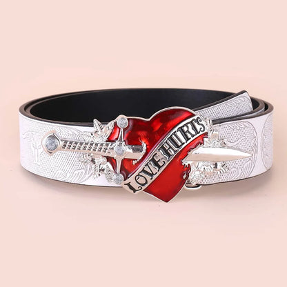 Lady Bohemian Heart Shape Flower Pu Leather Women'S Leather Belts