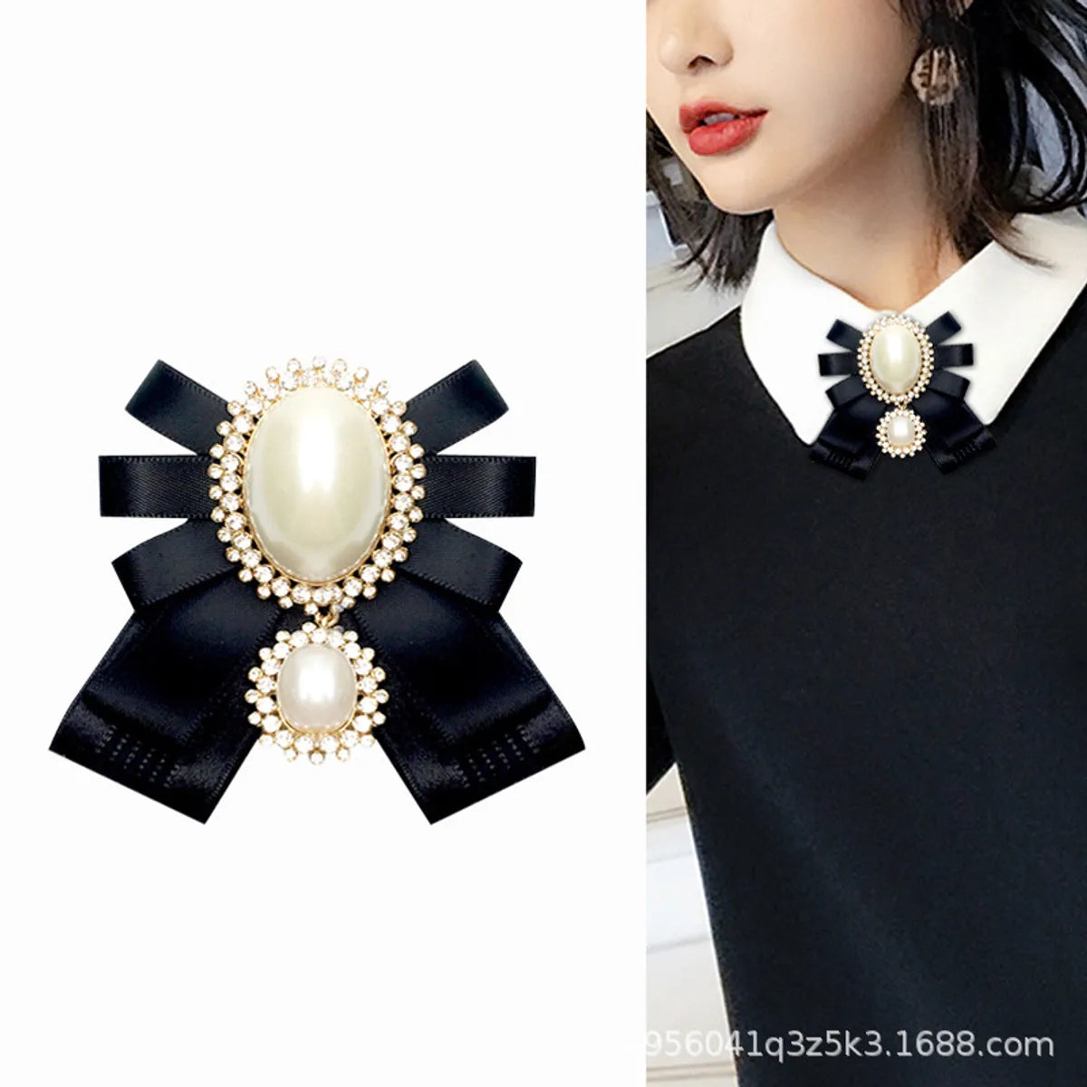 Lady Bow Knot Cloth Plating Inlay Artificial Pearls Artificial Diamond Women'S Brooches