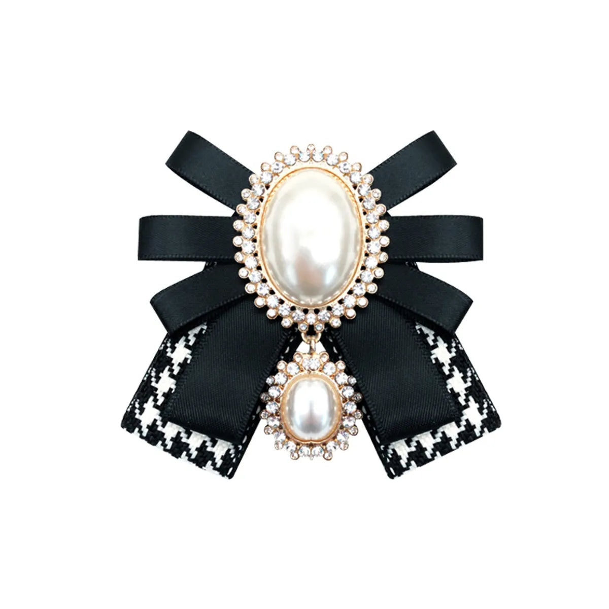 Lady Bow Knot Cloth Plating Inlay Artificial Pearls Artificial Diamond Women'S Brooches