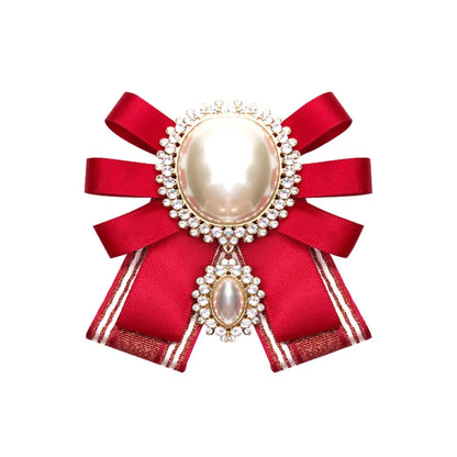 Lady Bow Knot Cloth Plating Inlay Artificial Pearls Artificial Diamond Women'S Brooches