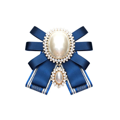 Lady Bow Knot Cloth Plating Inlay Artificial Pearls Artificial Diamond Women'S Brooches