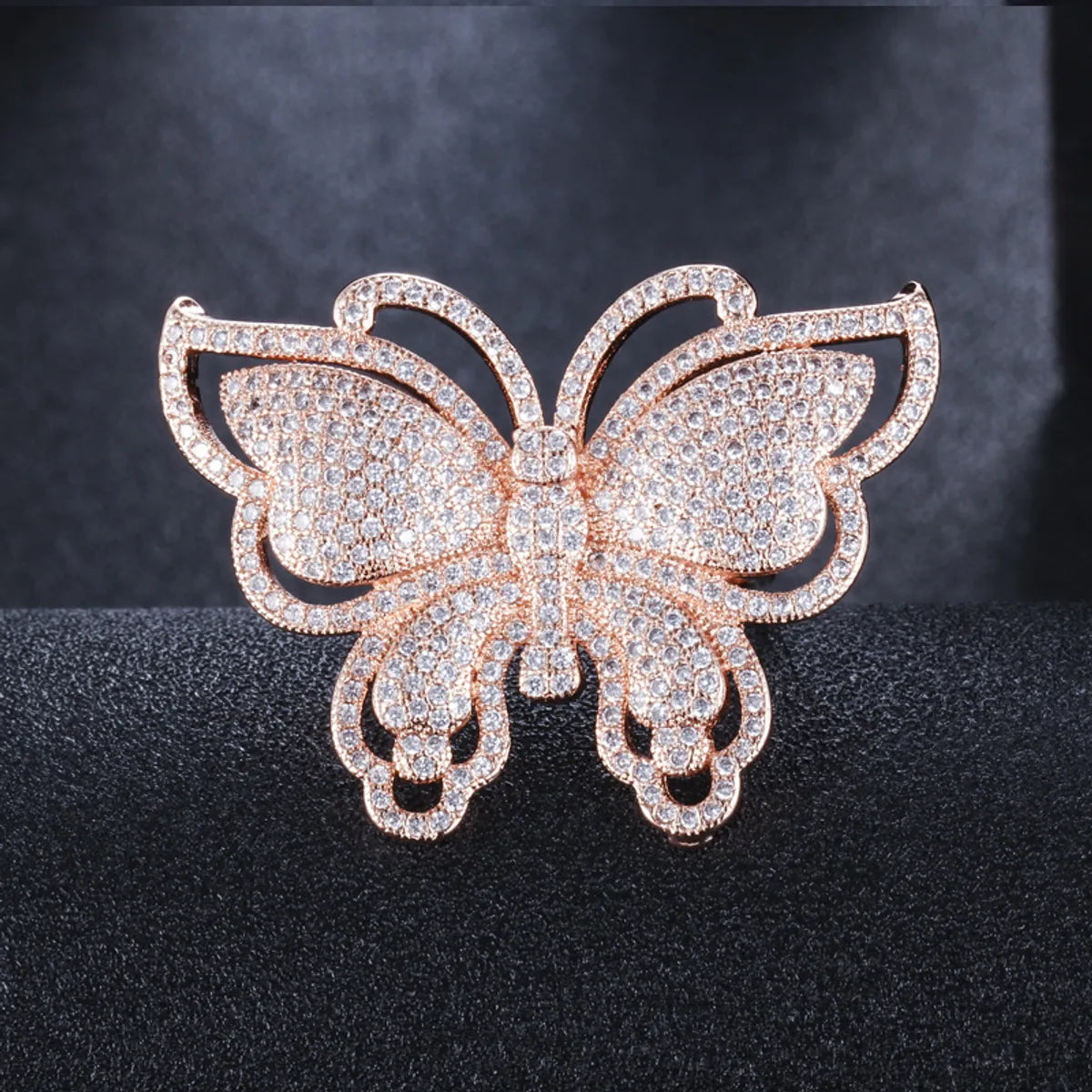 Lady Butterfly Copper Plating Inlay Zircon White Gold Plated Rhodium Plated Rings