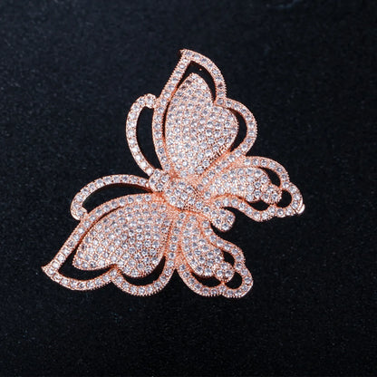 Lady Butterfly Copper Plating Inlay Zircon White Gold Plated Rhodium Plated Rings