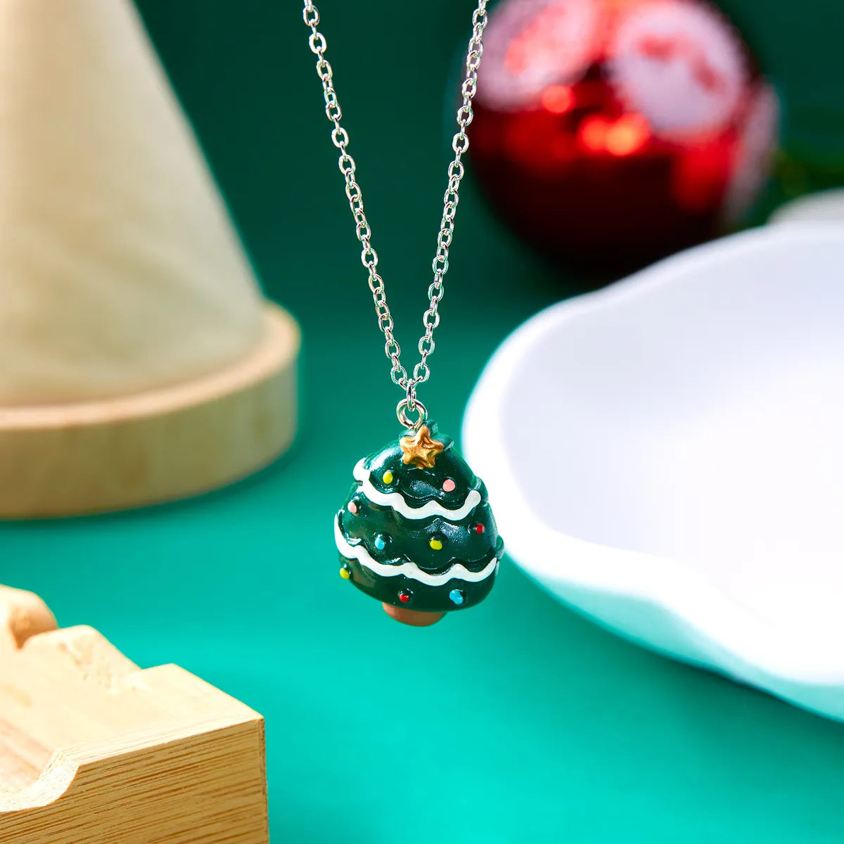 Lady Christmas Tree Santa Claus Alloy Wholesale Pendant Necklace