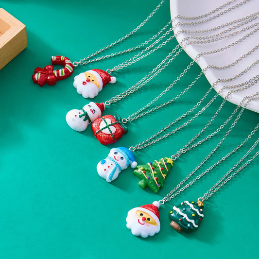 Lady Christmas Tree Santa Claus Alloy Wholesale Pendant Necklace