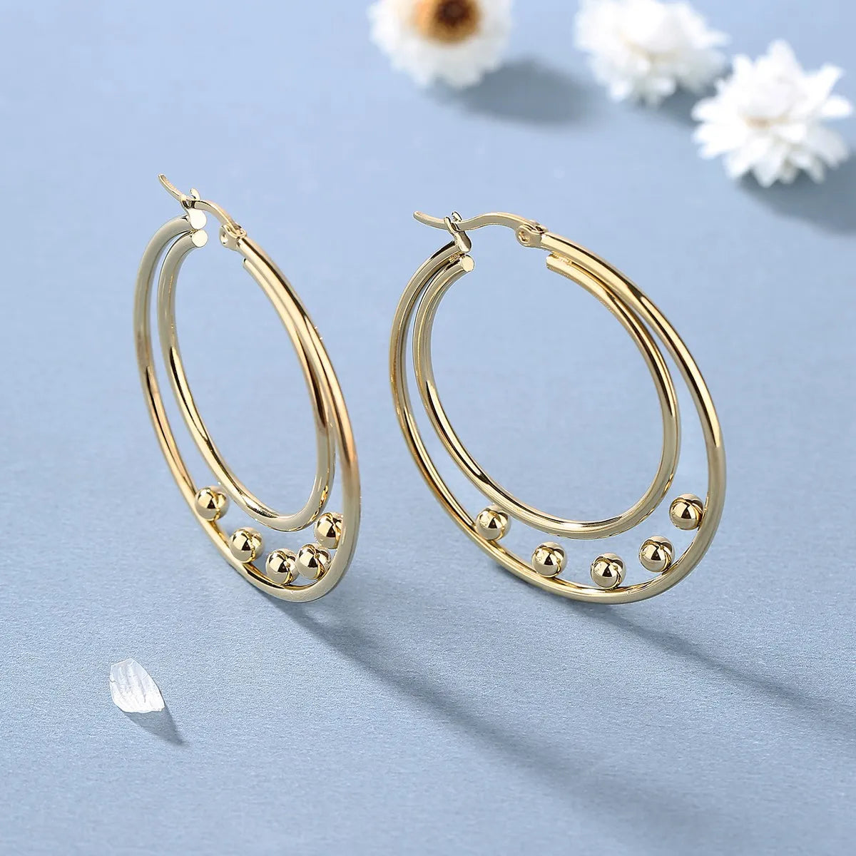 Lady Circle Stainless Steel Plating Earrings 1 Pair