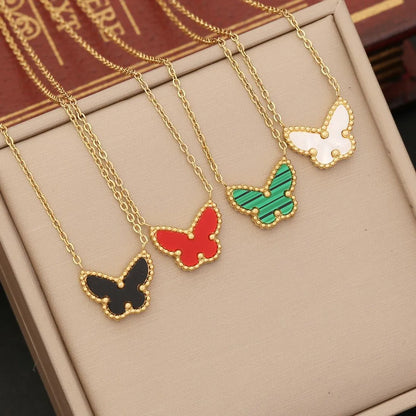 Lady Classic Style Butterfly Stainless Steel Plating Pendant Necklace