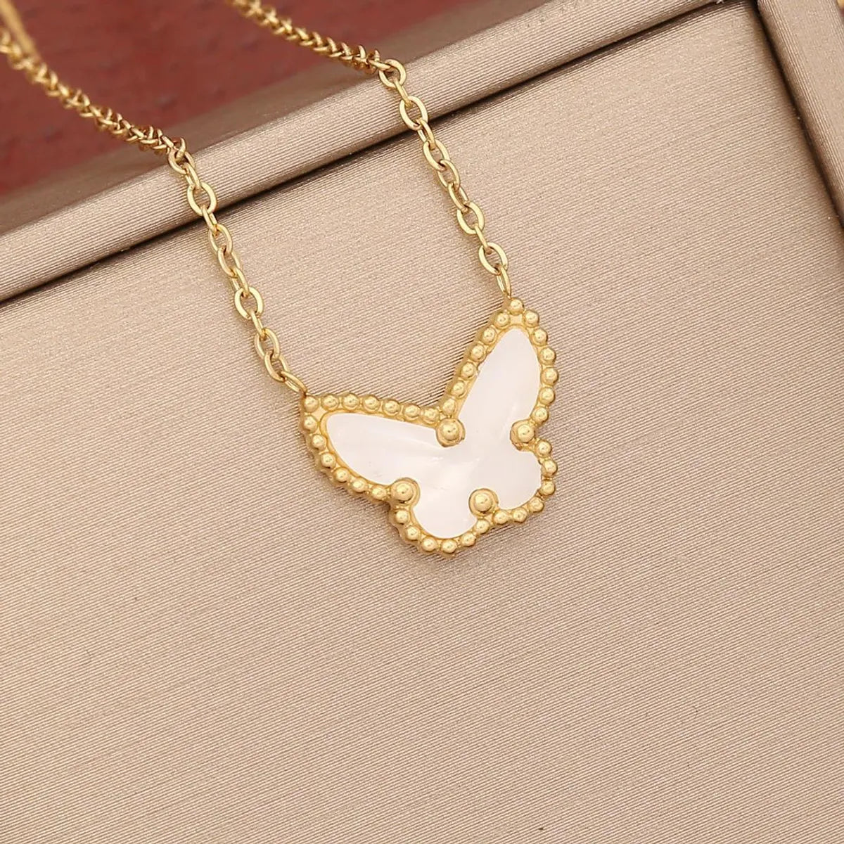 Lady Classic Style Butterfly Stainless Steel Plating Pendant Necklace