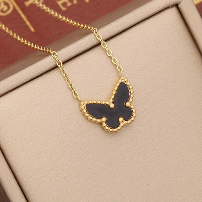 Lady Classic Style Butterfly Stainless Steel Plating Pendant Necklace