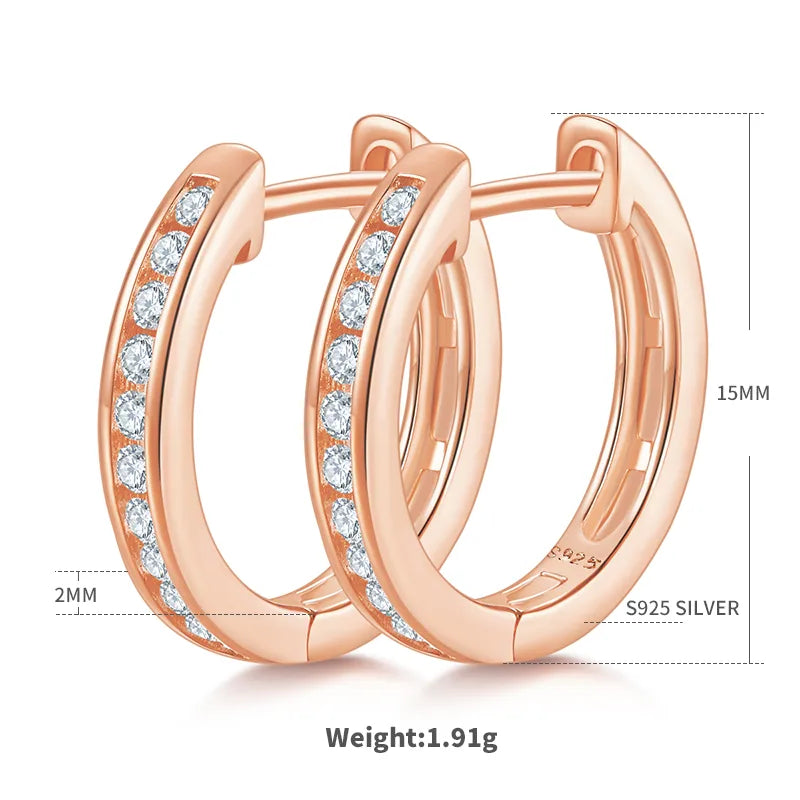 Lady Classic Style Geometric Sterling Silver Gra Inlay Moissanite Rose Gold Plated White Gold Plated Gold Plated Earrings