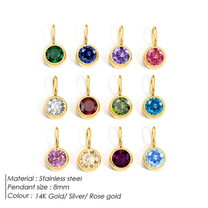 1 Piece Stainless Steel Rhinestones 14K Gold Plated Rose Gold Plated Round Polished Pendant