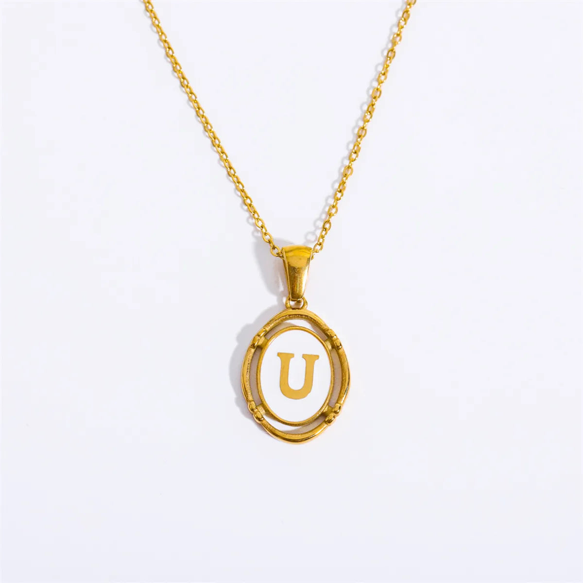 Wholesale Jewelry Lady Commute Letter 201 Stainless Steel 304 Stainless Steel 18K Gold Plated Plating Necklace