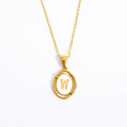 Wholesale Jewelry Lady Commute Letter 201 Stainless Steel 304 Stainless Steel 18K Gold Plated Plating Necklace