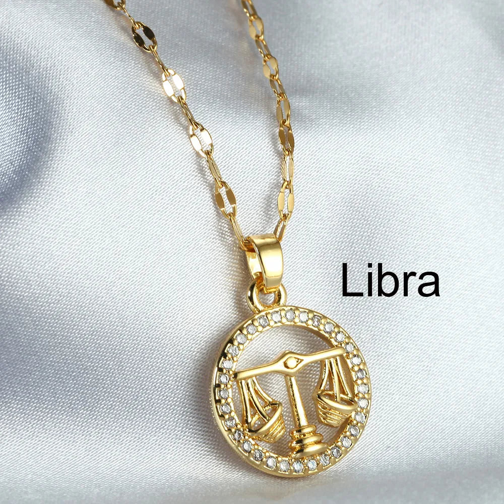 Lady Constellation Titanium Steel Wholesale Pendant Necklace