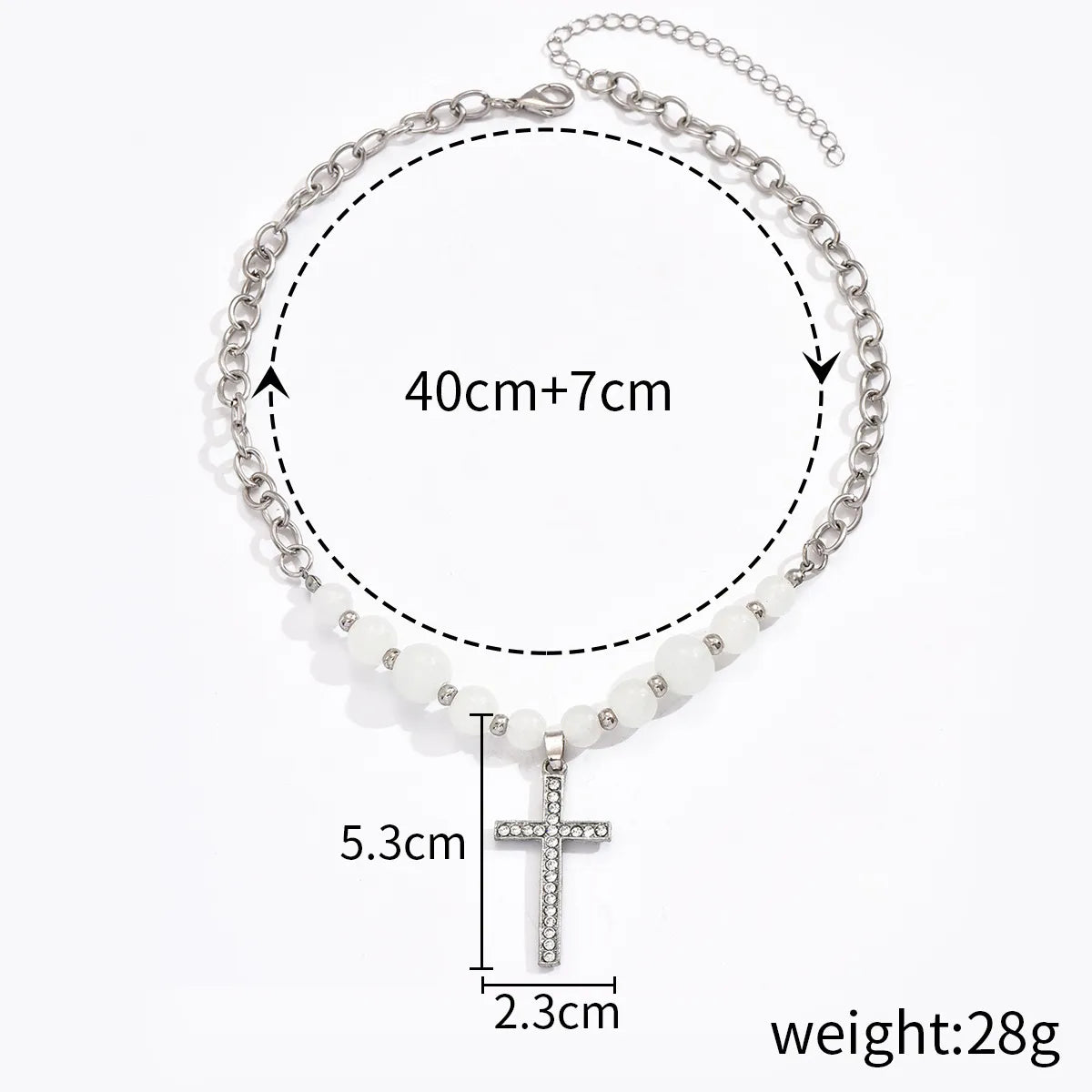 Lady Cross Metal Plating Inlay Artificial Gemstones Unisex Pendant Necklace