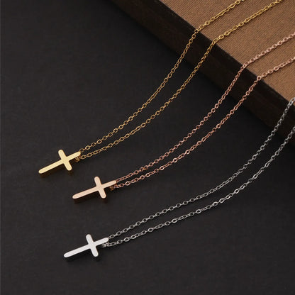 Lady Cross Titanium Steel Pendant Necklace